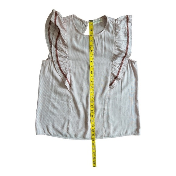 The Nines Pink & White Pin Stipe & Ruffle blouse size M Women NWOT - Picture 7 of 9